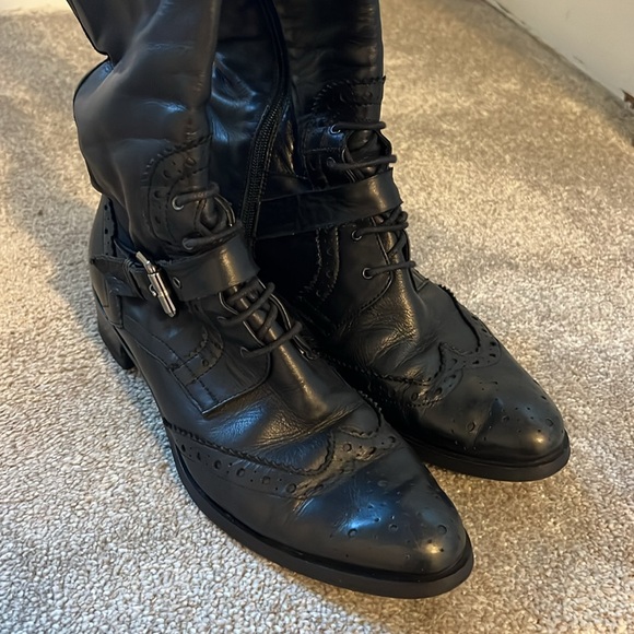 Browns Couture Black Leather Over-the-Knee Boots, Size 7, Made in Italy - Picture 3 of 4